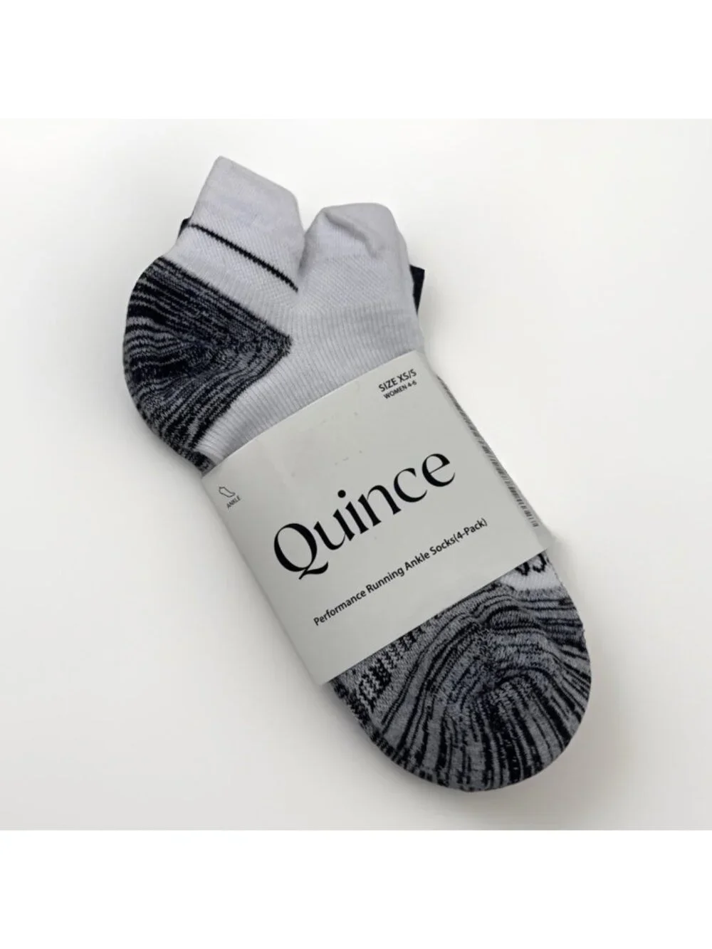 Quince Women's Performance Running Ankle Socks 3-Pack in Black/White sz XS/S 4-6